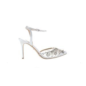 Badgley Mischka White Heels with Silver Embellishments